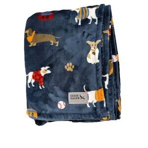 Eddie Bauer Throw Blanket Polyester Super Soft Plush Bed Couch 58X68 Dog Print